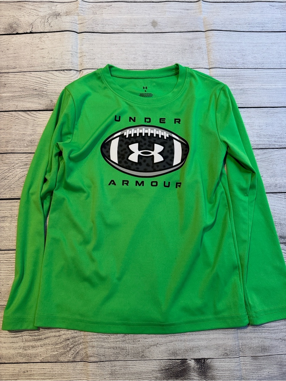 Under Armour Green Long Sleeve Football Logo Shirt size 6